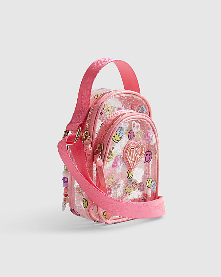 Girls Pink Graffiti Jelly Crossbody Bag