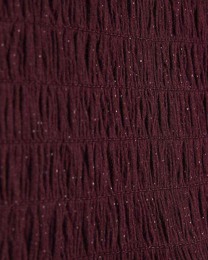 Girls Brown Asymmetric Crochet Flower Dress