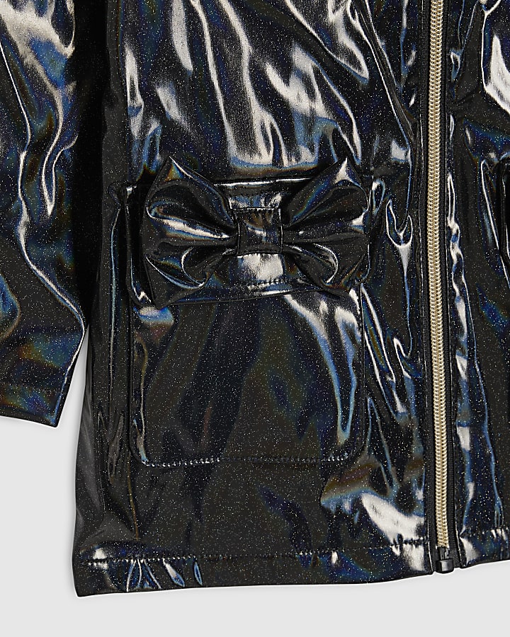 Mini Girls Black Glitter Rainmac