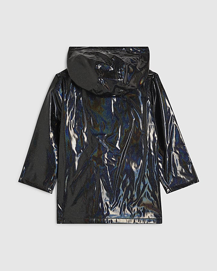 Mini Girls Black Glitter Rainmac