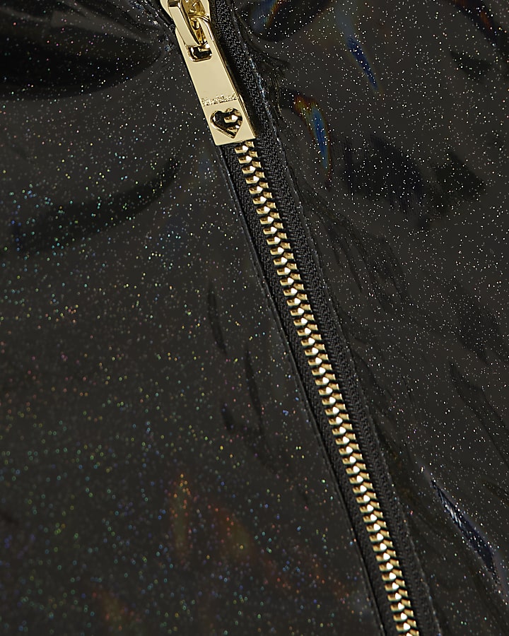 Girls Black Glitter Rainmac