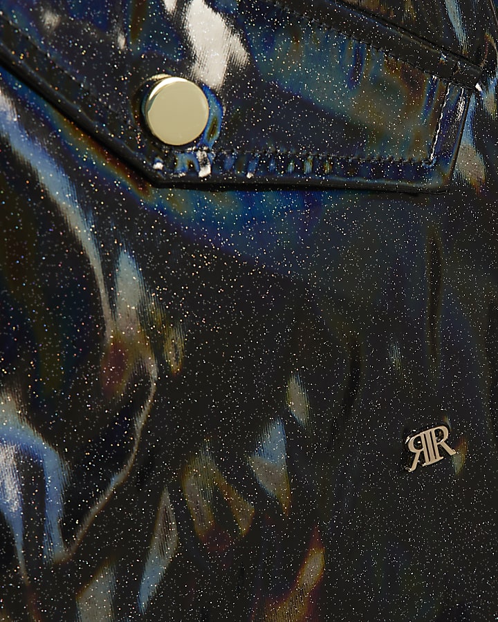 Girls Black Glitter Rainmac