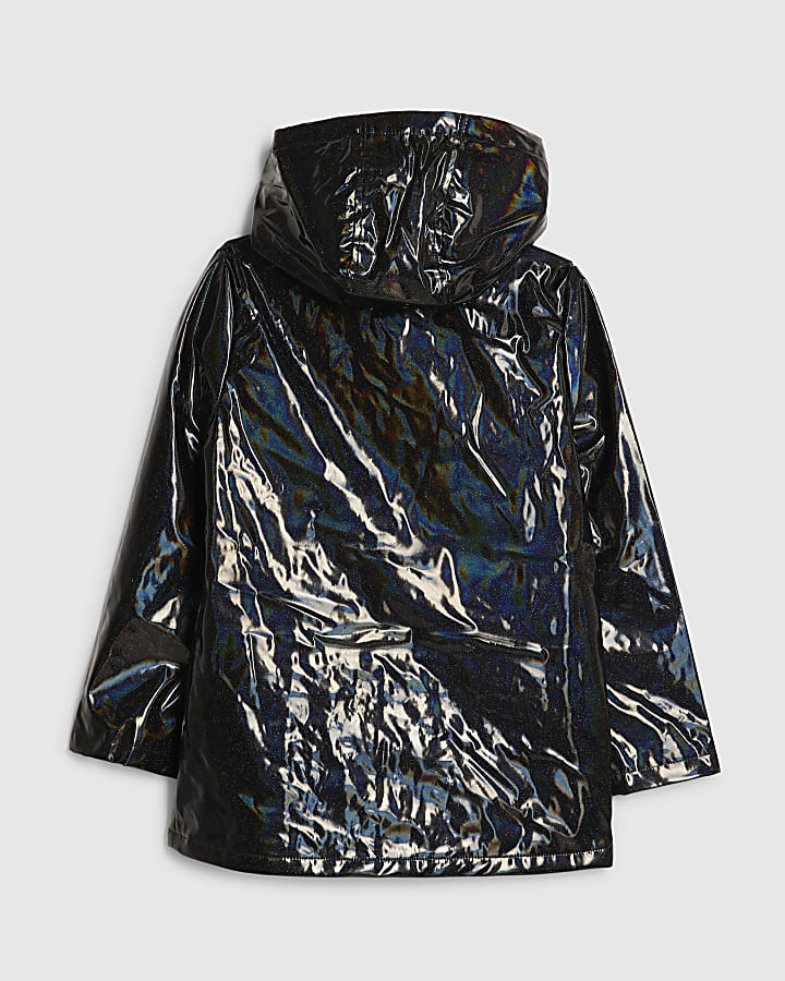 Girls Black Glitter Rainmac