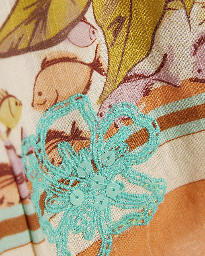 Mini Girls Orange Hanky Hem Top & Short Set