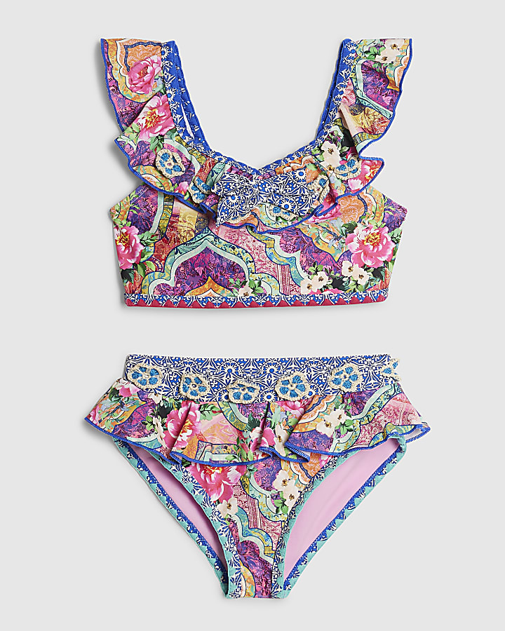 Girls Purple V Neck Bikini