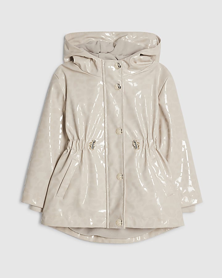 Mini Girls Cream Leopard Rainmac