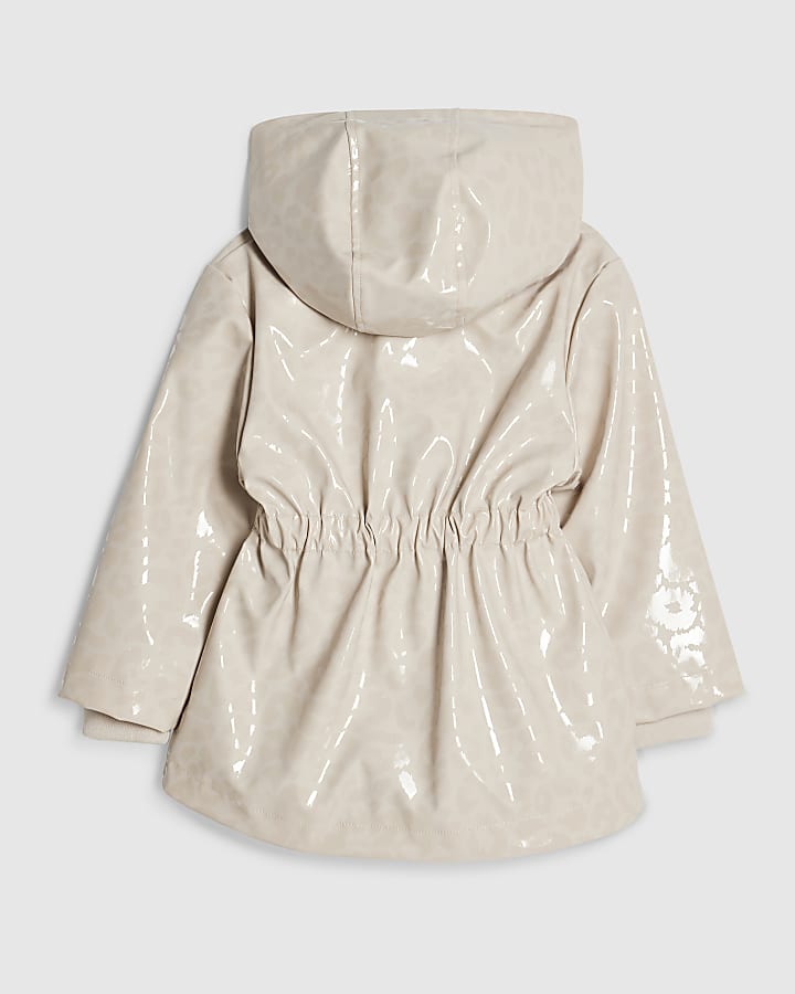 Mini Girls Cream Leopard Rainmac