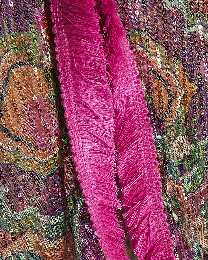 Girls Purple Sequin Kaftan