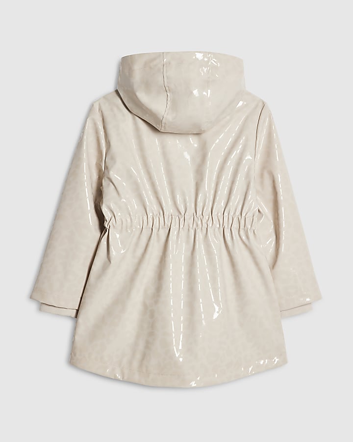 Girls Cream Leopard Print Raincoat