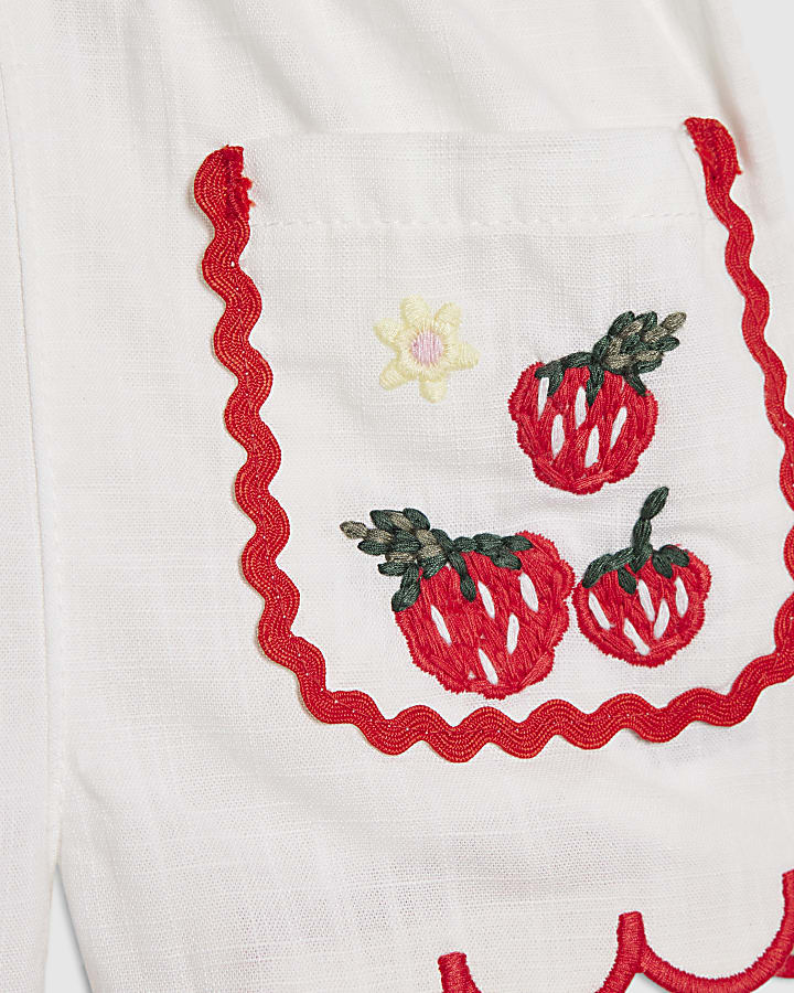 Baby Girls White Strawberry Peplum Blouse Set