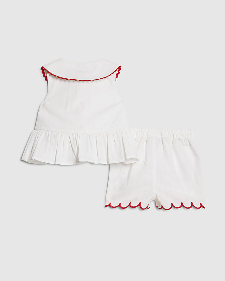 Baby Girls White Strawberry Peplum Blouse Set