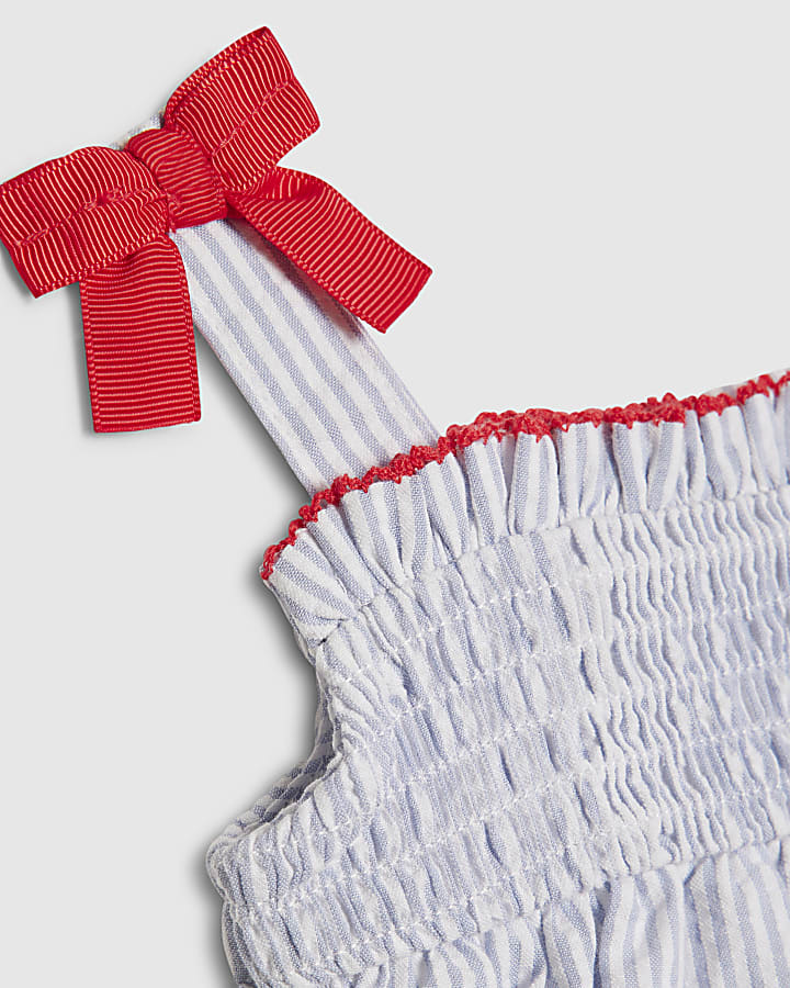 Baby Girls Blue Stripe Fruit Top Set