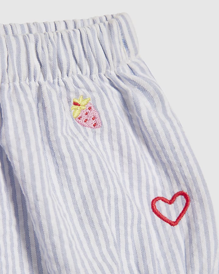 Baby Girls Blue Stripe Fruit Top Set