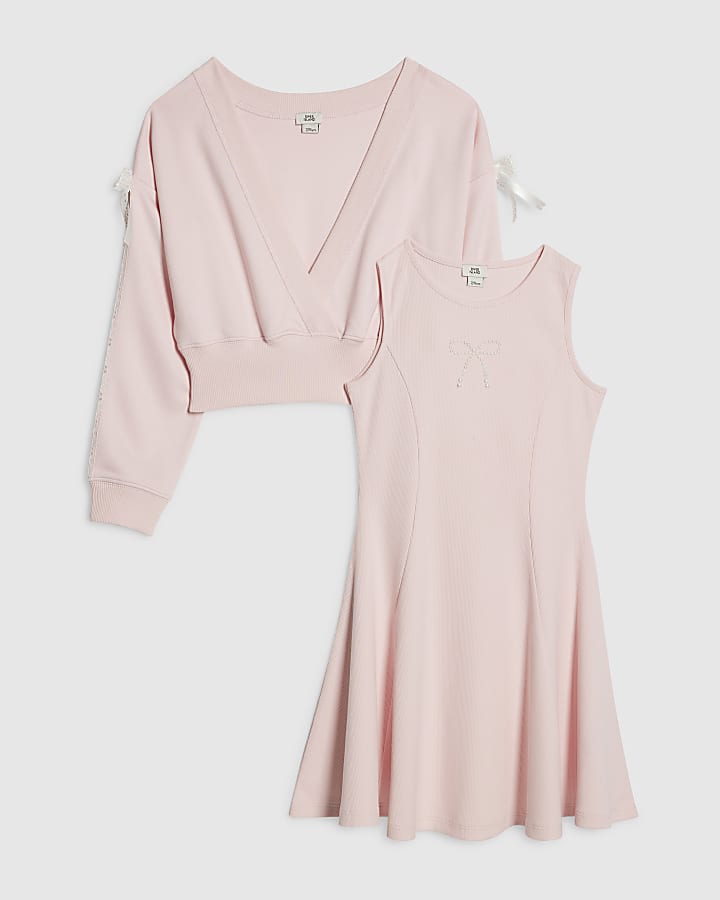 Girls Pink 2 in 1 Shrug Dress