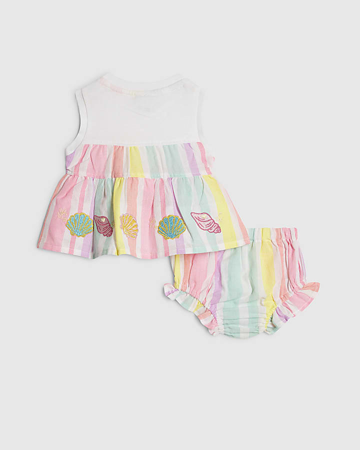 Baby Girls White Hybrid Stripe Dress Set