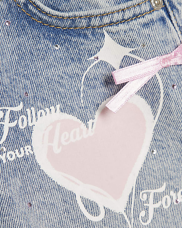 Girls Blue Pretty Graffiti Denim Shorts