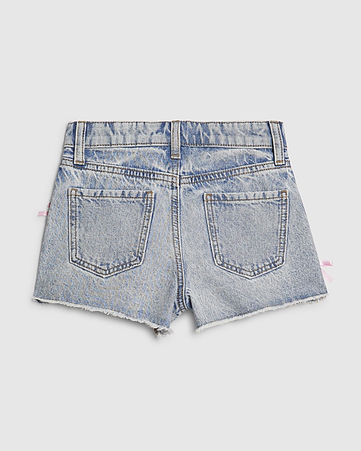 Girls Blue Pretty Graffiti Denim Shorts