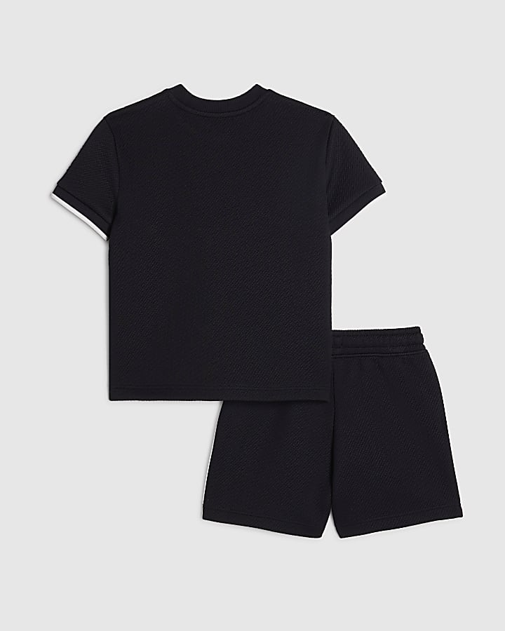 Mini Boys Navy Oversized Textured T-Shirt Set