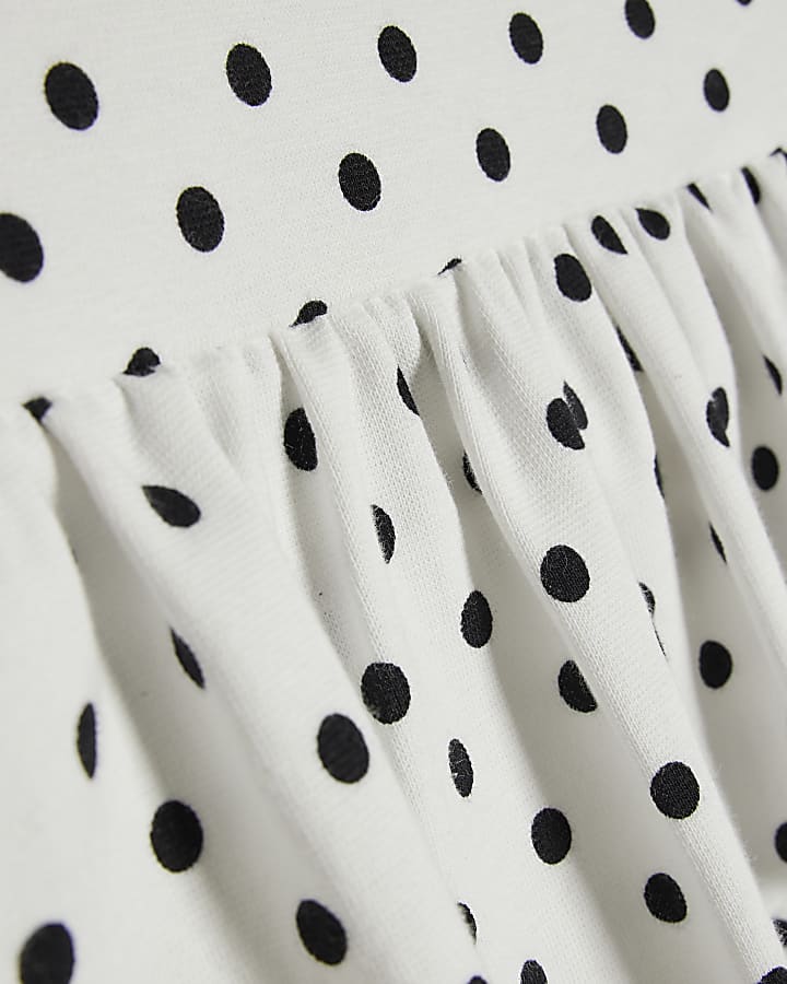 Girls White Polka Dot Rara Skirt