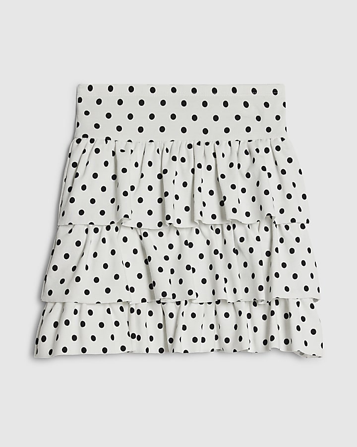Girls White Polka Dot Rara Skirt