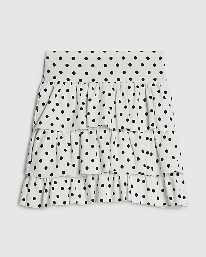 Girls White Polka Dot Rara Skirt