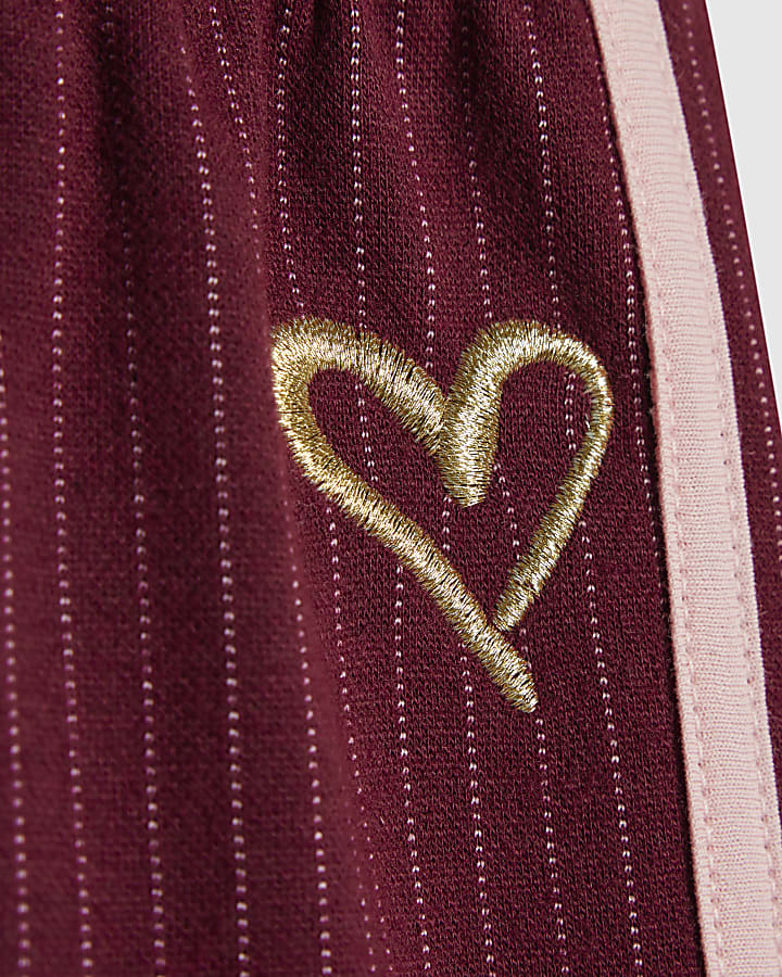 Girls Red Pinstripe Wide Leg Trousers