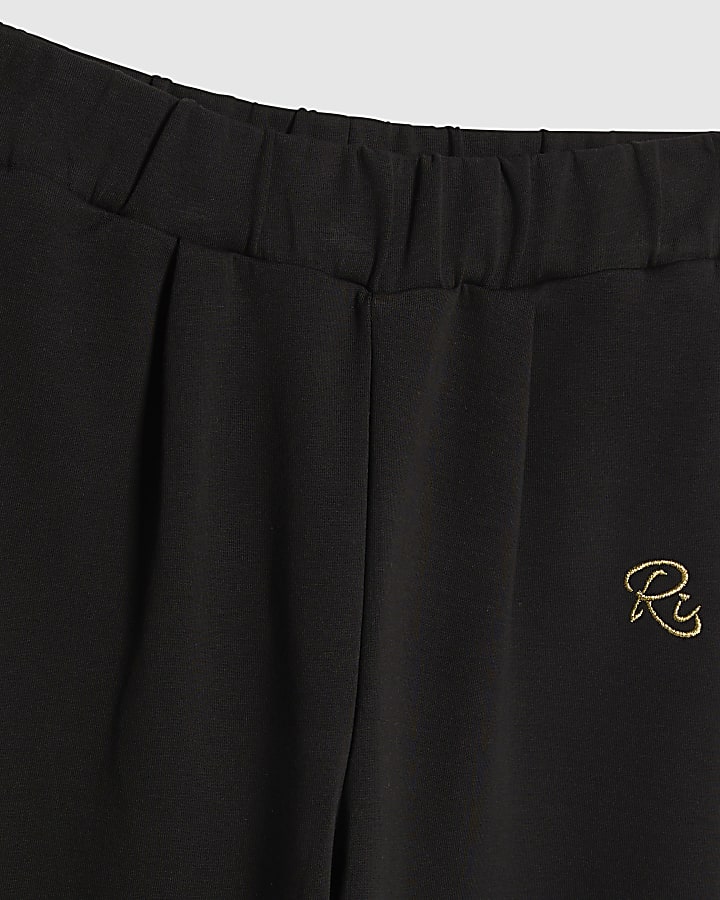 Girls Black Barrel Leg Trousers