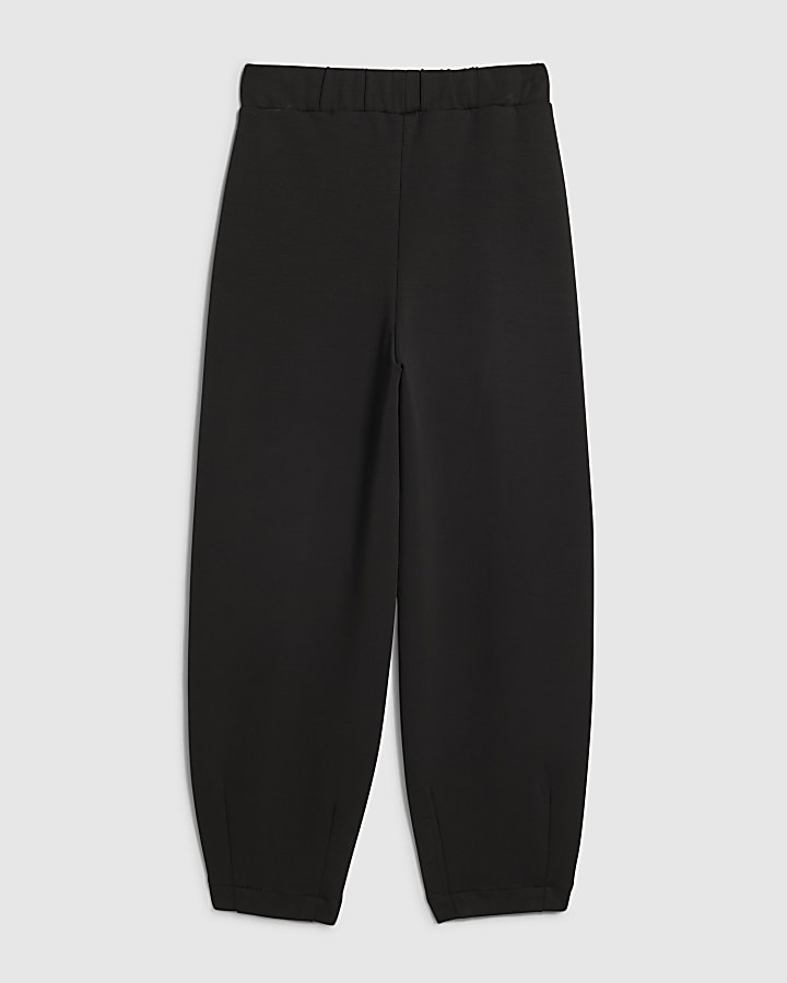 Girls Black Barrel Leg Trousers