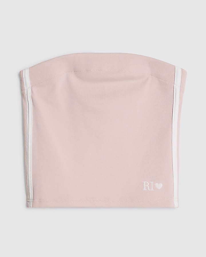 Girls Pink Side Stripe Bandeau Top