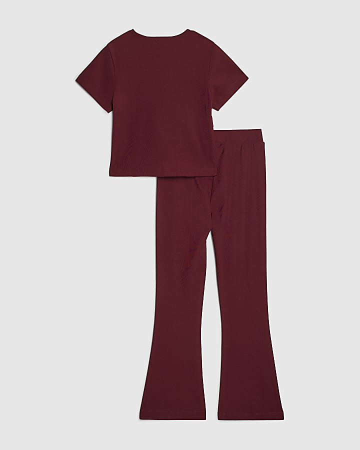 Girls Red Ponte T-Shirt Set