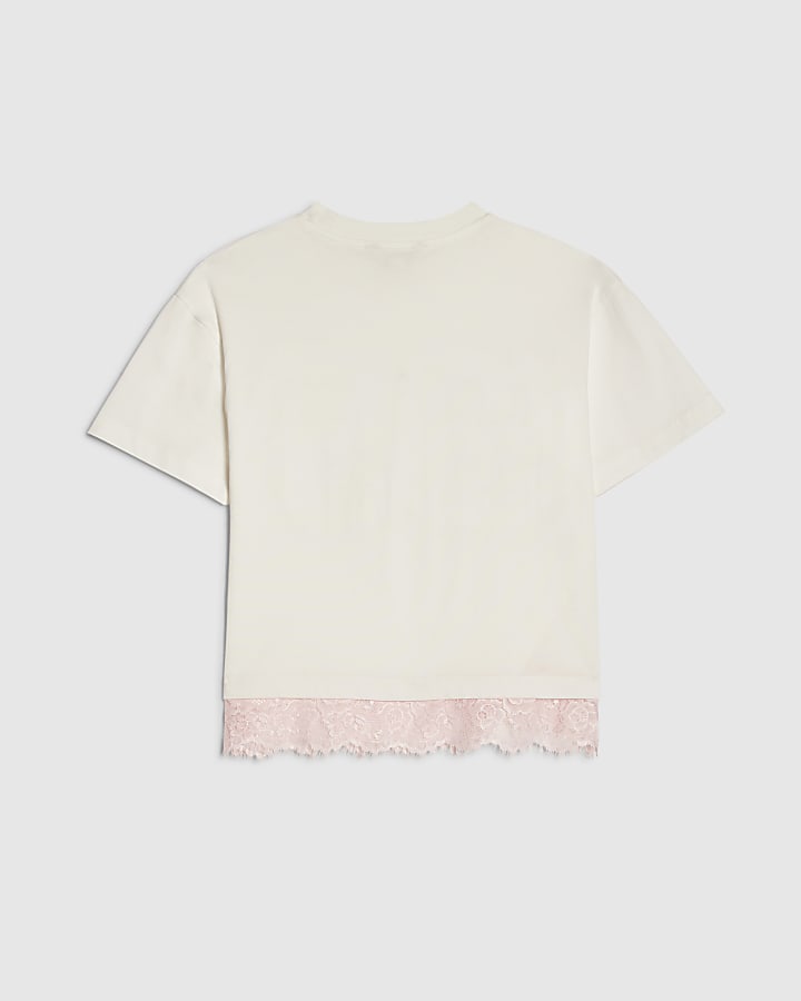 Girls White Number Lace T-Shirt