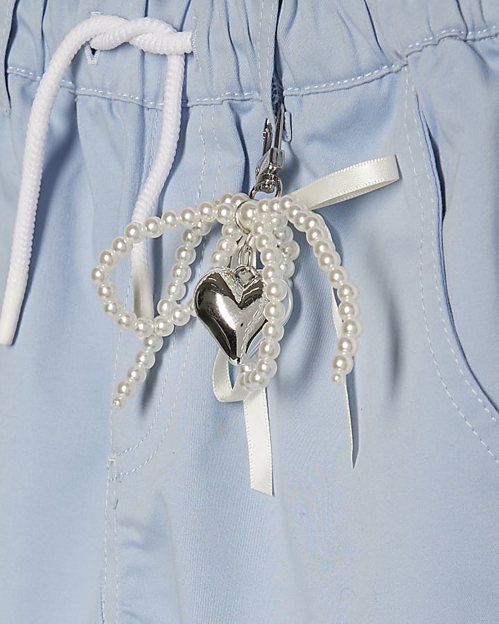 Girls Blue Twill Keyring Cargo Trousers