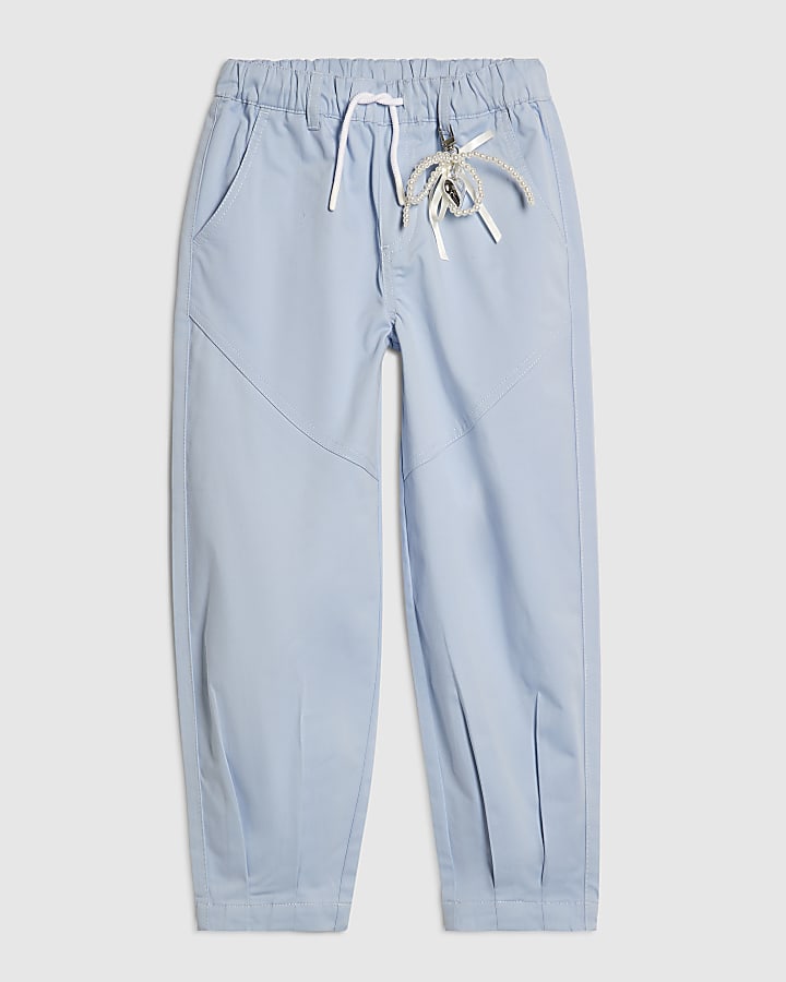 Girls Blue Twill Keyring Cargo Trousers