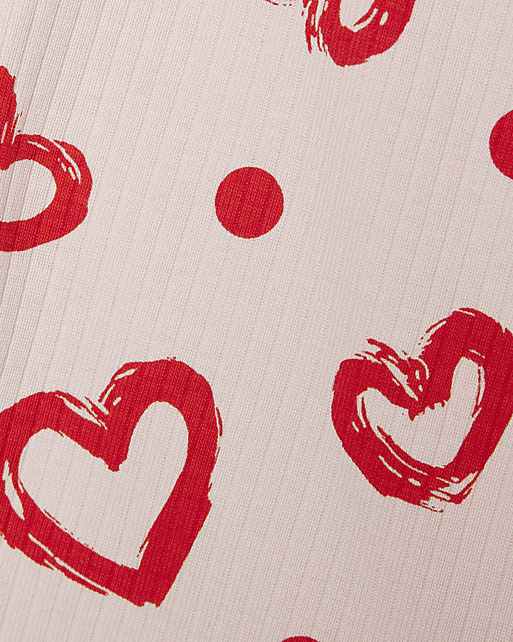 Mini Girls Pink Hearts Ribbed Shorts Set