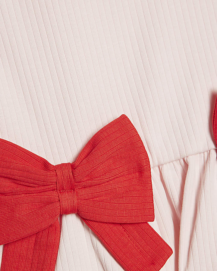 Mini Girls Pink Hearts Ribbed Shorts Set