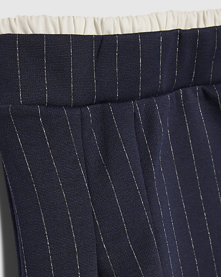 Girls Navy Pinstripe Pleated Skirt