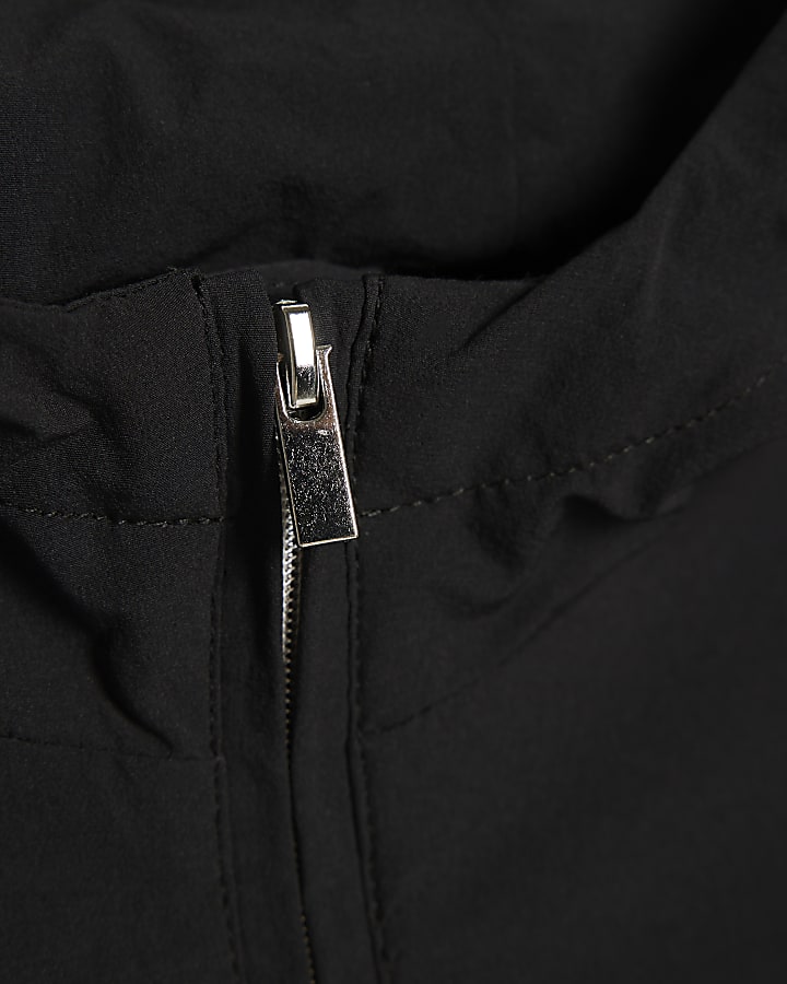Mini Boys Black Hooded Tech Jacket