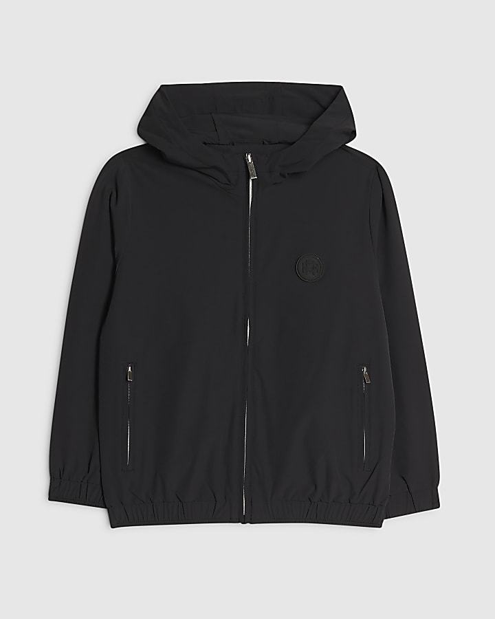 Boys Black Hooded Tech Jacket