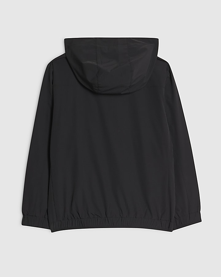 Boys Black Hooded Tech Jacket