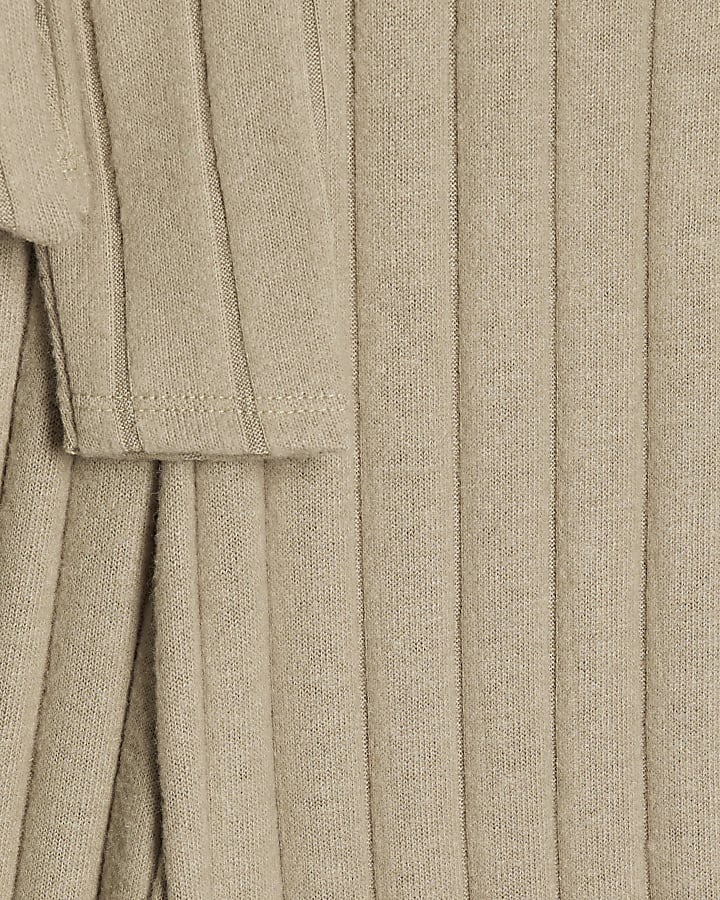 Girls Green Cosy Ribbed Top Set