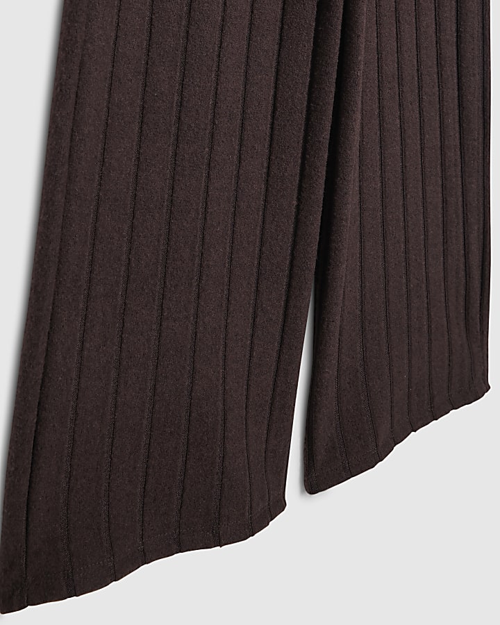 Girls Brown Cosy Ribbed Top Set