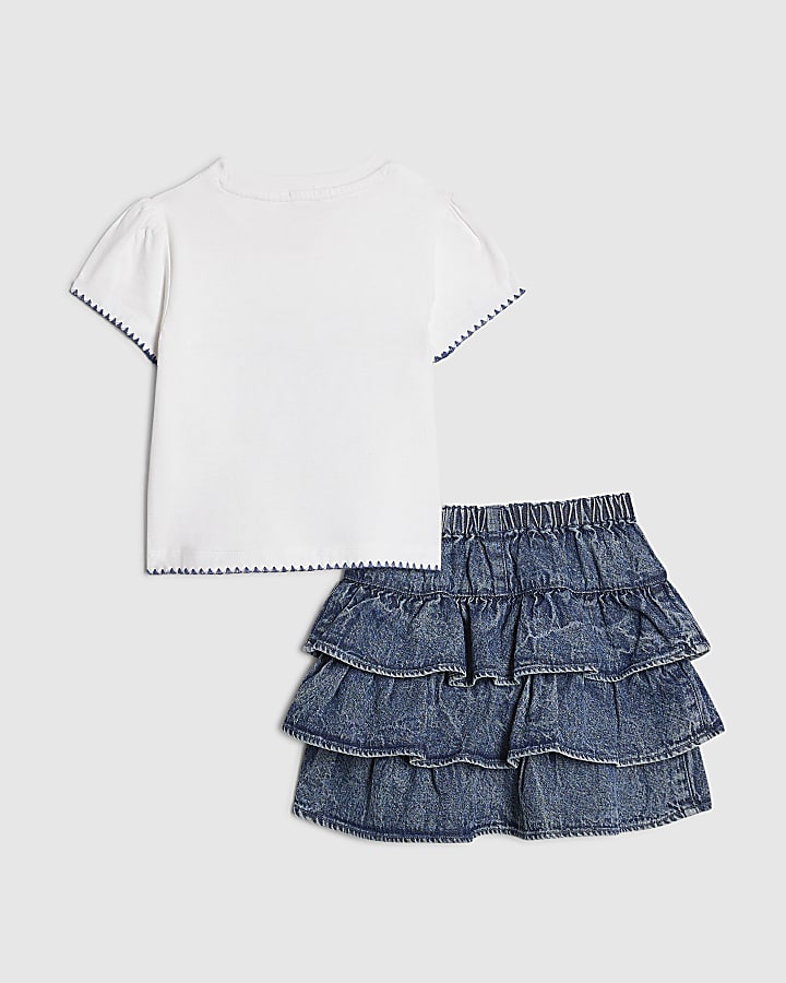 Mini Girls More Love Heart T-Shirt& Skirt Set