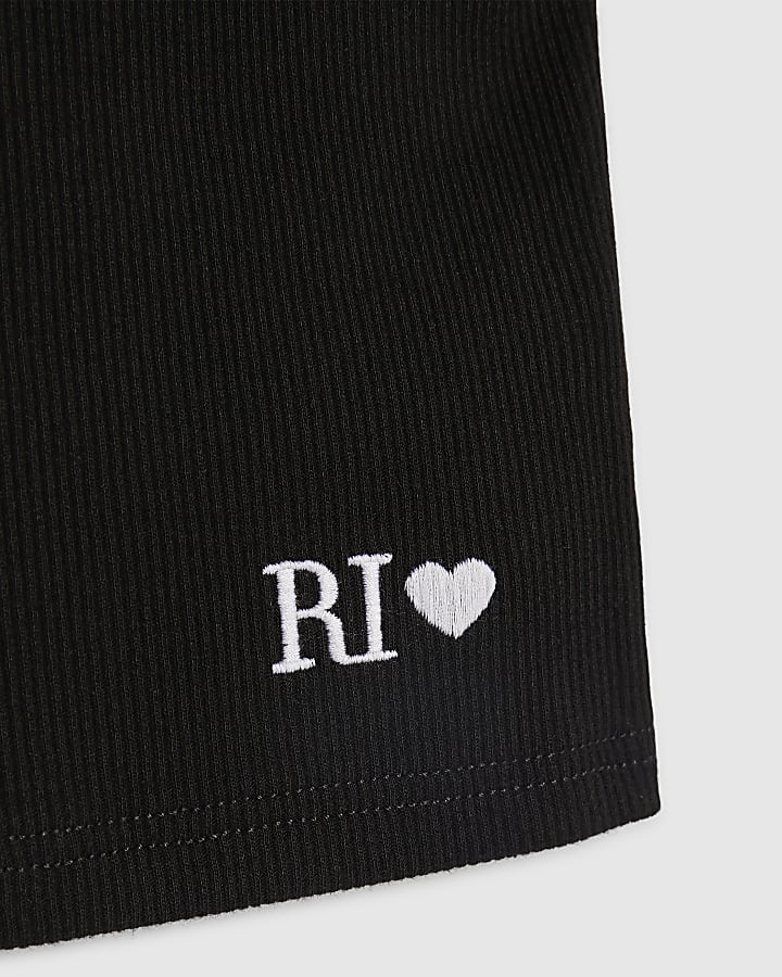 Girls Black Whipstitch Tank Top