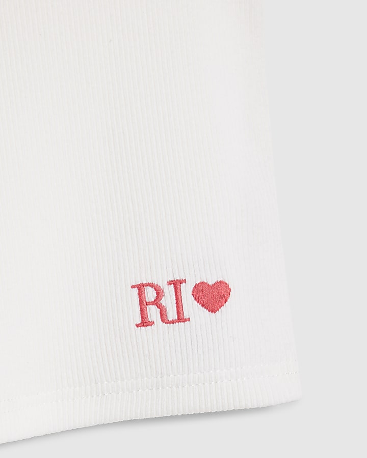 Girls White Whipstitch Tank Top