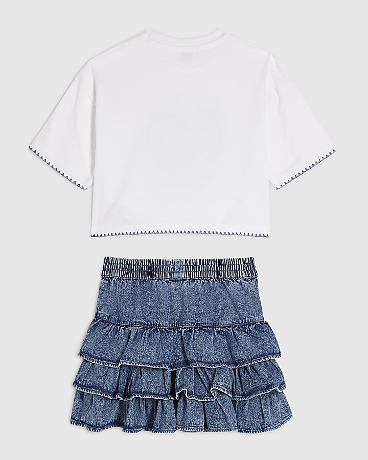 Girls More Love Heart T-Shirt & Skirt Set