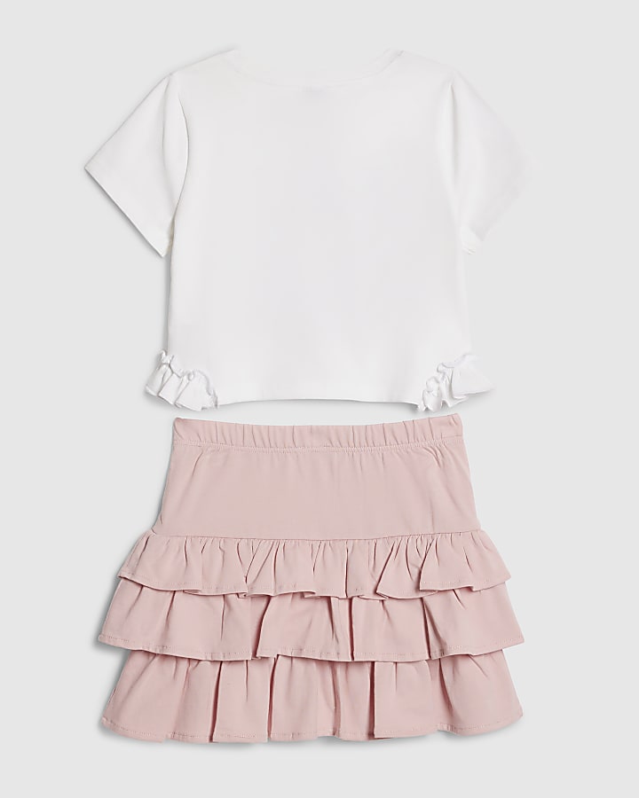 Girls White Dolphin T-Shirt And Rara Set