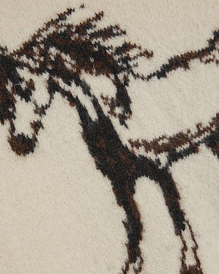 Girls Cream Horse Jumper