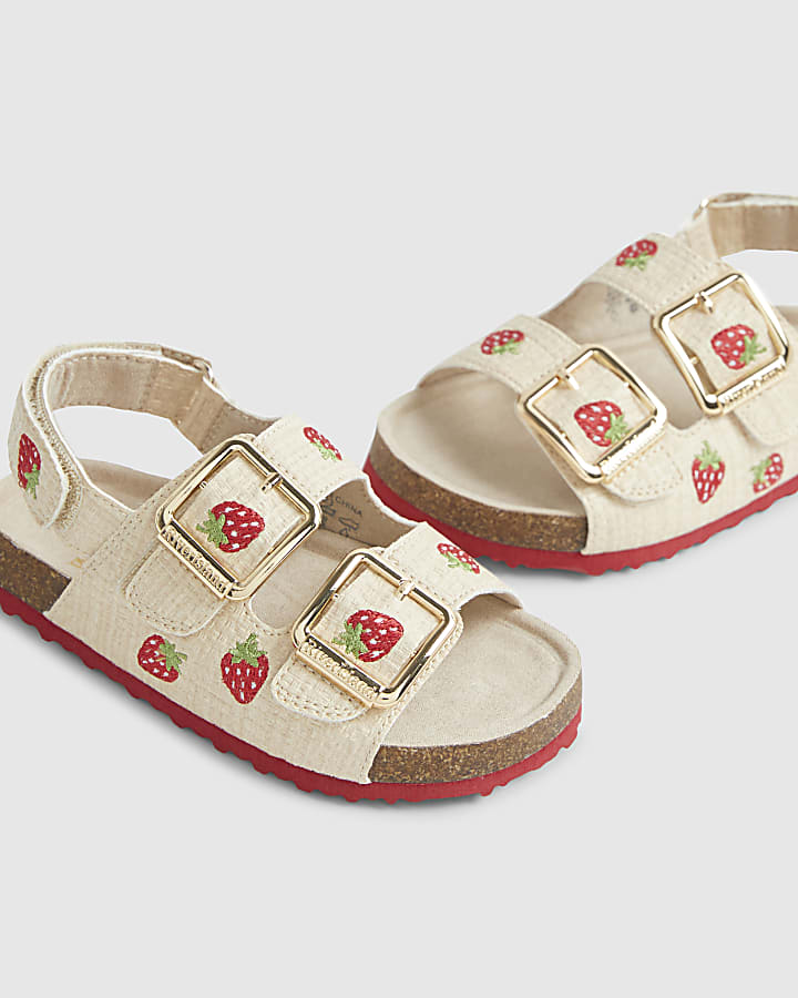 Mini Girls Red Strawberry Footbed Sandals
