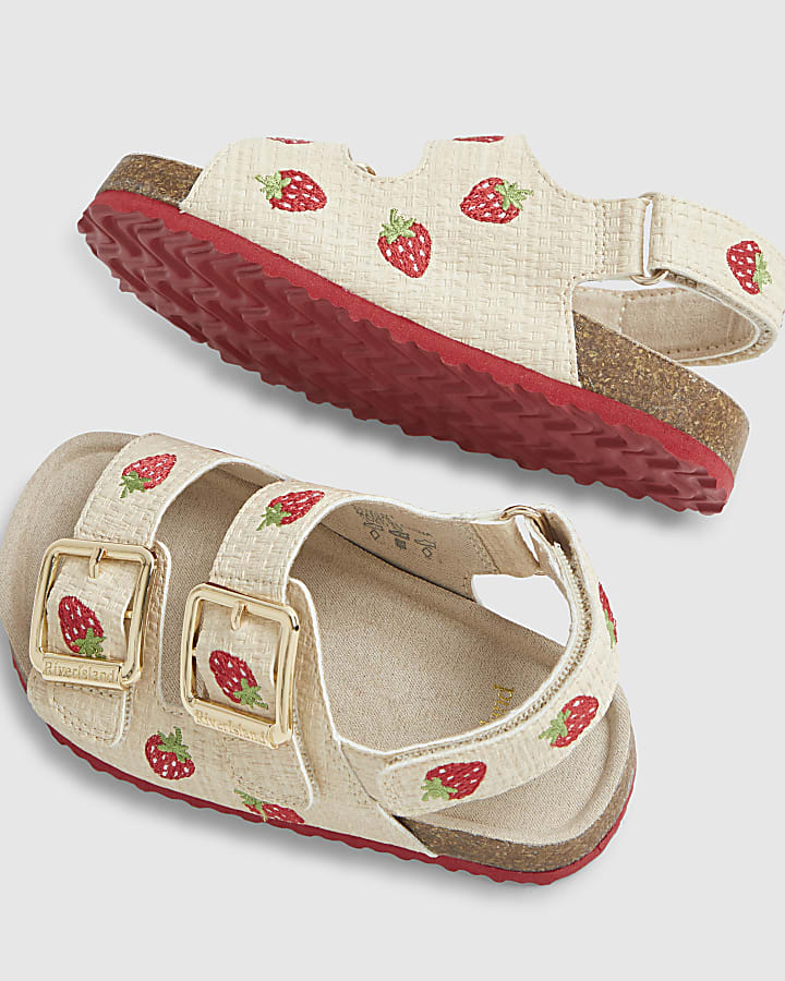 Mini Girls Red Strawberry Footbed Sandals