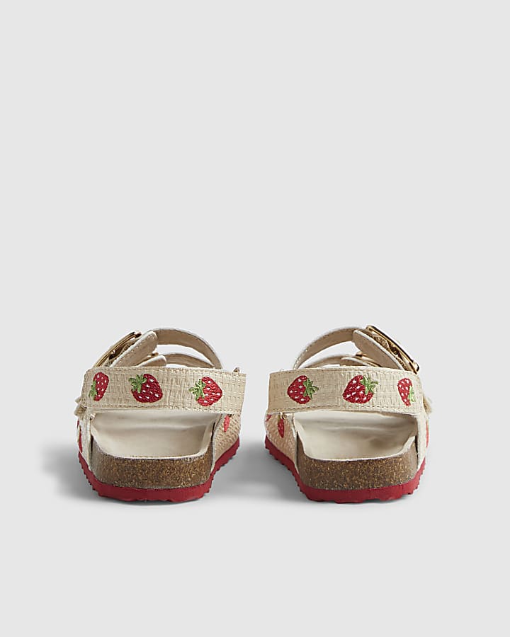Mini Girls Red Strawberry Footbed Sandals